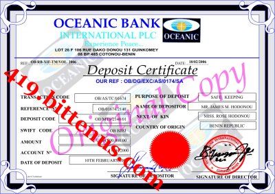 DEPOSIT OCEANIC BANK